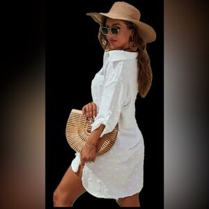 White swimsuit coverup ☀️ beach dress